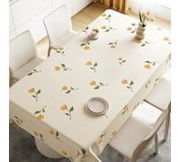 FANSU Nappe Exterieur Toile Cirée Impermeable, Nappe Plastique PVC Anti Tache Rectangulaire Imprimé Floral Protection de Table pour Fête Jardin Cuisine (Fleur Jaune,80x120cm)