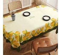 FANSU Nappe Exterieur Toile Cirée Impermeable,Nappe Plastique PVC Anti Tache Rectangulaire Protection de Table Facile à Nettoyer pour Fête Jardin Salle à Manger Cuisine (Fleur de Tulipe,140x140cm)