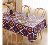 FANSU Nappe Exterieur Toile Cirée Impermeable,Nappe Plastique PVC Anti Tache Rectangulaire Protection de Table Style Bohème pour Fête Jardin Salle à Manger Cuisine (Style Exotique,100x100cm)