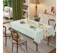 FANSU Nappe Exterieur Toile Cirée Impermeable, Nappe Plastique PVC Anti Tache Rectangulaire Style Européen Fleur Protection de Table pour Fête Anniversaire Jardin Cuisine (Vert Clair,120x120cm)