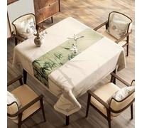FANSU Nappe Exterieur Toile Cirée Impermeable, Style Chinois Nappe Plastique PVC Anti Tache Rectangulaire pour Fête Jardin Anniversaire Salle à Manger Cuisine Salon (Bambou Vert B,140x140cm)