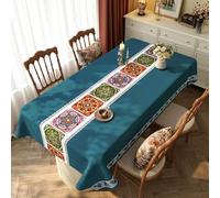 FANSU Nappe Exterieur Toile Cirée Impermeable, Style Ethnique Nappe Plastique PVC Anti Tache Rectangulaire Protection de Table pour Fête Jardin Salle à Manger Cuisine (Style Mandala A,120x120cm)