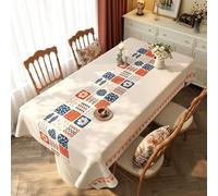 FANSU Nappe Exterieur Toile Cirée Impermeable, Style Ethnique Nappe Plastique PVC Anti Tache Rectangulaire Protection de Table pour Fête Jardin Salle à Manger Cuisine (Fleur + Poisson A,120x180cm)