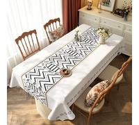 FANSU Nappe Exterieur Toile Cirée Impermeable, Style Ethnique Nappe Plastique PVC Anti Tache Rectangulaire Protection de Table pour Fête Jardin Salle à Manger Cuisine (Style Chevron A,140x140cm)
