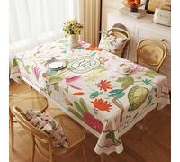 FANSU Nappe Exterieur Toile Cirée Impermeable, Style Européen Fleur Nappe Plastique PVC Anti Tache Rectangulaire pour Fête Jardin Salle à Manger Cuisine (Plante B,100x160cm)