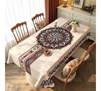 FANSU Nappe Exterieur Toile Cirée Impermeable, Style Exotique Nappe Plastique PVC Anti Tache Rectangulaire Protection de Table pour Fête Jardin Anniversaire Cuisine (Style Ethnique,140x220cm)