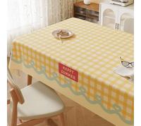FANSU Nappe Exterieur Toile Cirée Impermeable, Style Gingham Nappe Plastique PVC Anti Tache Rectangulaire pour Fête Jardin Anniversaire Salle à Manger Cuisine Salon (Jaune + Bleu,100x160cm)