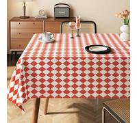 FANSU Nappe Exterieur Toile Cirée Impermeable, Style Rhombe Nappe Plastique PVC Anti Tache Rectangulaire pour Fête Jardin Anniversaire Salle à Manger Cuisine Salon Balcon (Rouge,140x140cm)