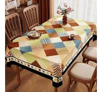 FANSU Nappe Exterieur Toile Cirée Impermeable, Style Vintage Nappe Plastique PVC Anti Tache Rectangulaire Protection de Table pour Fête Jardin Salle à Manger Cuisine (Multicolore A,140x220cm)