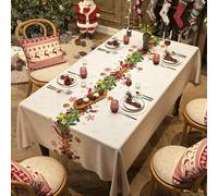 FANSU Nappe Imperméable Toile Cirée, Noël (Aiguilles de pin,140x200cm) | Nappe Plastique Rectangulaire Carrée PVC Anti Tache Protection de Table pour Fête Exterieur Jardin Salle à Manger Cuisine