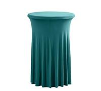 FANSU Nappe Jupe de Table Ronde, Nappe pour Table Cocktail Nappe pour Table Haute Housse Mange Debout Extensible Nappe en Spandex Housse Table Bistrot pour Banquet (60x110cm,Turquoise)