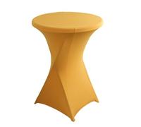 FANSU Nappe pour Table Cocktail, Housse pour Table Haute de Cocktail Housse Mange Debout Ronde Extensible avec 4 Poches Jambes Housse Table Haute Bistrot Elastique (80x110cm,Or)