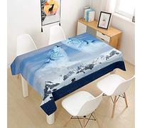 FANSU Nappe Rectangulaire, 3D Loup Nappe de Table Imperméable Anti Tache Lavable Résistant et Facile d?Entretien Nappe pour Restaurant Fête Cuisine Jardin Décoration (100x140cm,Loup De Glace)