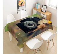 FANSU Nappe Rectangulaire Anti Tache, 3D Caméra Nappe de Table Imperméable Résistant Lavable Nappe pour Cuisine Restaurant Jardin Intérieur Extérieur Décoration (Rétro,140x200cm)