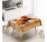 FANSU Nappe Rectangulaire Anti Tache, 3D Cheval Nappe de Table Imperméable Résistant Lavable Nappe pour Cuisine Restaurant Jardin Intérieur Extérieur Décoration (Désert,140x260cm)