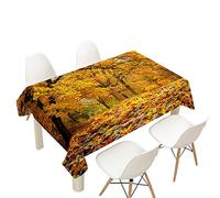 FANSU Nappe Rectangulaire Anti Tache, 3D Feuille d'érable Nappe de Table Imperméable Résistant Nappe pour Cuisine Restaurant Jardin Intérieur Extérieur Décoration (Érable Forêt,140x220cm)