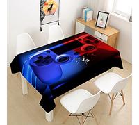 FANSU Nappe Rectangulaire Anti Tache, 3D Jeu Nappe de Table Imperméable Résistant Lavable Nappe pour Cuisine Restaurant Jardin Intérieur Extérieur Décoration (Bleu Rouge,140x260cm)