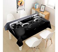 FANSU Nappe Rectangulaire Anti Tache, 3D Jeu Nappe de Table Imperméable Résistant Lavable Nappe pour Cuisine Restaurant Jardin Intérieur Extérieur Décoration (Jeu Gris,140x200cm)