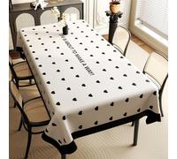 FANSU Nappe Rectangulaire Anti Tache Imperméable, Lavable PVC Nappe de Table Exterieur Protection de Table pour Salle à Manger, Jardin, fête, Mariage (Cœur Noir,100 * 180CM)