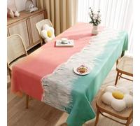FANSU Nappe Rectangulaire Anti Tache Imperméable, Peinture à l'huile de Fleurs 3D Lavable PVC Nappe de Table Exterieur Protection de Table pour Salle à Manger, Jardin, fête (Rose,140 * 200CM)