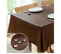 FANSU Nappe Rectangulaire Anti Tache PVC 140x180, Nappe Rectangulaire Imperméable, Exterieur Tablecloth pour Salle à Manger, Jardin, fête, Mariage ou Maison - Marron