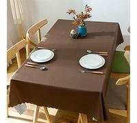 FANSU Nappe Rectangulaire Anti Tache PVC 140x220, Nappe Rectangulaire Imperméable, Exterieur Tablecloth pour Salle à Manger, Jardin, fête, Mariage ou Maison - Marron