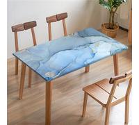 FANSU Nappe Rectangulaire Carré Ajustée, 4/6/8FT Marbre Nappe à Bords élastiques, Résistant Nappe de Table pour Extérieur, la terrasse, Cuisine Fête Jardin Salle à Manger (80x80cm,Bleu)
