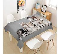 FANSU Nappe Rectangulaire, Cuisine 3D Chien Nappe de Table Imperméable Anti Tache Résistant Lavable et Facile d?Entretien Nappe pour Fête Restaurant Jardin Décoration (Alaska,140x140cm)