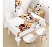 FANSU Nappe Rectangulaire, Cuisine 3D Chien Nappe de Table Imperméable Anti Tache Résistant Lavable et Facile d?Entretien Nappe pour Fête Restaurant Jardin Décoration (Chat,140x160cm)