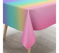 FANSU Nappe Rectangulaire, Cuisine 3D Dégradé Multicolore Nappe de Table Imperméable Anti Tache Résistant Lavable et Facile d?Entretien Nappe pour Fête Jardin Décoration (Arc en Ciel,140x240cm)