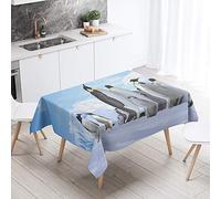 FANSU Nappe Rectangulaire, Cuisine 3D Manchot Nappe de Table Imperméable Anti Tache Résistant Lavable et Facile d?Entretien Nappe pour Fête Restaurant Jardin Décoration (Manchot A,140x260cm)