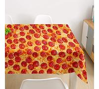 FANSU Nappe Rectangulaire, Cuisine 3D Nappe de Table Imperméable Anti Tache Résistant Lavable et Facile d?Entretien Nappe pour Fête Restaurant Jardin Décoration (Pizza au Jambon,100x140cm)