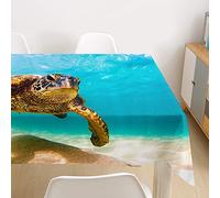 FANSU Nappe Rectangulaire, Cuisine 3D Nappe de Table Imperméable Anti Tache Résistant Lavable et Facile d?Entretien Nappe pour Fête Restaurant Jardin Décoration (Tortue de mer,140x260cm)