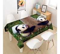 FANSU Nappe Rectangulaire, Cuisine 3D Panda Nappe de Table Imperméable Anti Tache Résistant Lavable et Facile d?Entretien Nappe pour Fête Restaurant Jardin Décoration (Double Panda,140x160cm)