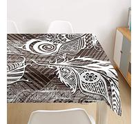 FANSU Nappe Rectangulaire, Cuisine 3D Plume Nappe de Table Imperméable Anti Tache Résistant Lavable et Facile d?Entretien Nappe pour Fête Restaurant Jardin Décoration (Café Vintage,60x60cm)