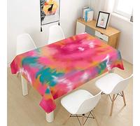 FANSU Nappe Rectangulaire, Cuisine 3D Tie Dye Nappe de Table Imperméable Anti Tache Résistant Lavable et Facile d?Entretien Nappe pour Fête Restaurant Jardin Décoration (Rose Rouge,140x200cm)