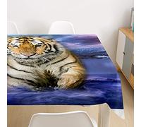 FANSU Nappe Rectangulaire, Cuisine 3D Tigre Nappe de Table Imperméable Anti Tache Résistant Lavable et Facile d?Entretien Nappe pour Restaurant Jardin Décoration (Eau Violette,140x180cm)