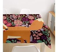 FANSU Nappe Rectangulaire, Cuisine Dessin animé 3D Nappe de Table Imperméable Anti Tache Résistant Lavable et Facile d?Entretien Nappe pour Fête Restaurant Jardin (Brun Renard,140x240cm)