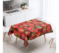 FANSU Nappe Rectangulaire, Cuisine Fruit Nappe de Table Imperméable Anti Tache Résistant Lavable et Facile d?Entretien Nappe pour Fête Restaurant Jardin Décoration (Fraise Rouge,140x240cm)