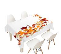 FANSU Nappe Rectangulaire, Feuilles d'automne Nappe de Table Imperméable Anti Tache Résistant et Facile d?Entretien Nappe pour Fête Restaurant Cuisine Jardin Décoration (140x160cm,Blanc)