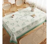 FANSU Nappe Rectangulaire Imperméable Toile Cirée, Nappe Plastique Carrée PVC Anti Tache Style Fleur Protection de Table pour Exterieur Jardin Salle à Manger Cuisine (Plante Verte A,120x180cm)