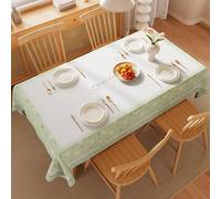 FANSU Nappe Rectangulaire Imperméable Toile Cirée, Nappe Plastique Carrée PVC Anti Tache Style Floral Protection de Table pour Exterieur Jardin Salle à Manger Cuisine (Vert Clair C,100x160cm)