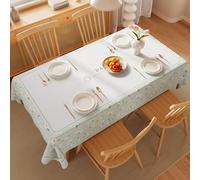 FANSU Nappe Rectangulaire Imperméable Toile Cirée, Nappe Plastique Carrée PVC Anti Tache Style Floral Protection de Table pour Exterieur Jardin Salle à Manger Cuisine (Bleu Clair C,80x120cm)