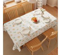 FANSU Nappe Rectangulaire Imperméable Toile Cirée, Nappe Plastique Carrée PVC Anti Tache Style Floral Protection de Table pour Exterieur Jardin Salle à Manger Cuisine (Fleur Orange C,90x140cm)