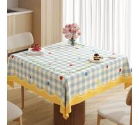 FANSU Nappe Rectangulaire Imperméable Toile Cirée, Nappe Plastique Carrée PVC Anti Tache Style Mignon Protection de Table pour Fête Jardin Salle à Manger Cuisine (Polka Dot,140x140cm)