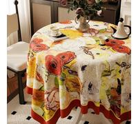 FANSU Nappe Rectangulaire Imperméable Toile Cirée, Nappe Plastique Carrée PVC Anti Tache Style Peinture à l'huile Protection de Table pour Exterieur Jardin Salle à Manger (Fleur,140x220cm)