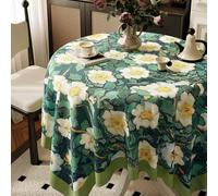 FANSU Nappe Rectangulaire Imperméable Toile Cirée, Nappe Plastique Carrée PVC Anti Tache Style Peinture à l'huile Protection de Table pour Exterieur Jardin Salle à Manger (Fleur Blanche,60x90cm)