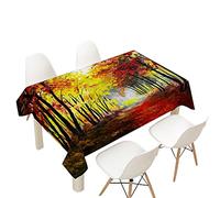 FANSU Nappe Rectangulaire, Nappe de Table Feuille d'érable Imperméable Anti Tache Résistant Lavable Facile d?Entretien Nappe pour Fête Restaurant Cuisine Jardin Décoration (100x140cm,Forêt)