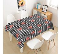 FANSU Nappe Rectangulaire, Nappe de Table Imperméable Anti Tache Résistant Lavable et Facile d?Entretien Nappe pour Fête Cadeau Restaurant Cuisine Jardin Décoration (140x220cm,Plaid Noirs)