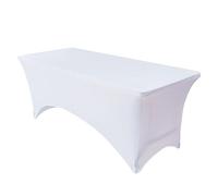 FANSU Nappe Rectangulaire Spandex, Nappe Elastique Infroissables Housse de Table Extensible Lavable pour Décoration Fête Banquet Anniversaire Mariage (Blanc,8FT/244x76cm)